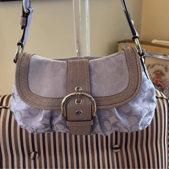 RARE Coach Y2K Soho Signature Purple Shoulder Bag F15203 Purple/Grey